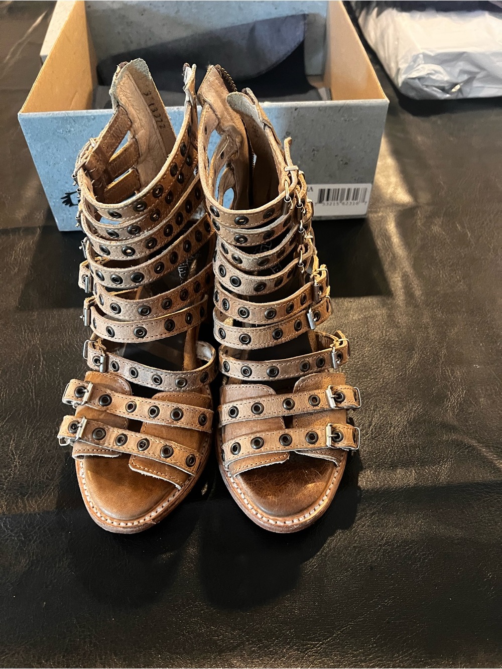 Freebird by Steven Tan Strappy Rivet Gladiator Heels